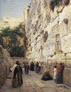 Gustav Bauernfeind Praying at the Western Wall, Jerusalem. oil painting reproduction